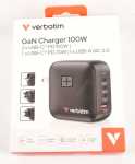 Verbatim Usb Power Supplies - 32231 Gan Charger 100w 3x Usb-c 1x Usb-a Pd Qc Pps Mini