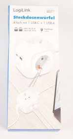 Logilink Three-way Trailing Socket - Lps283u 4-way Socket Cube With 1x Usb-a + 1x Usb-c Pd