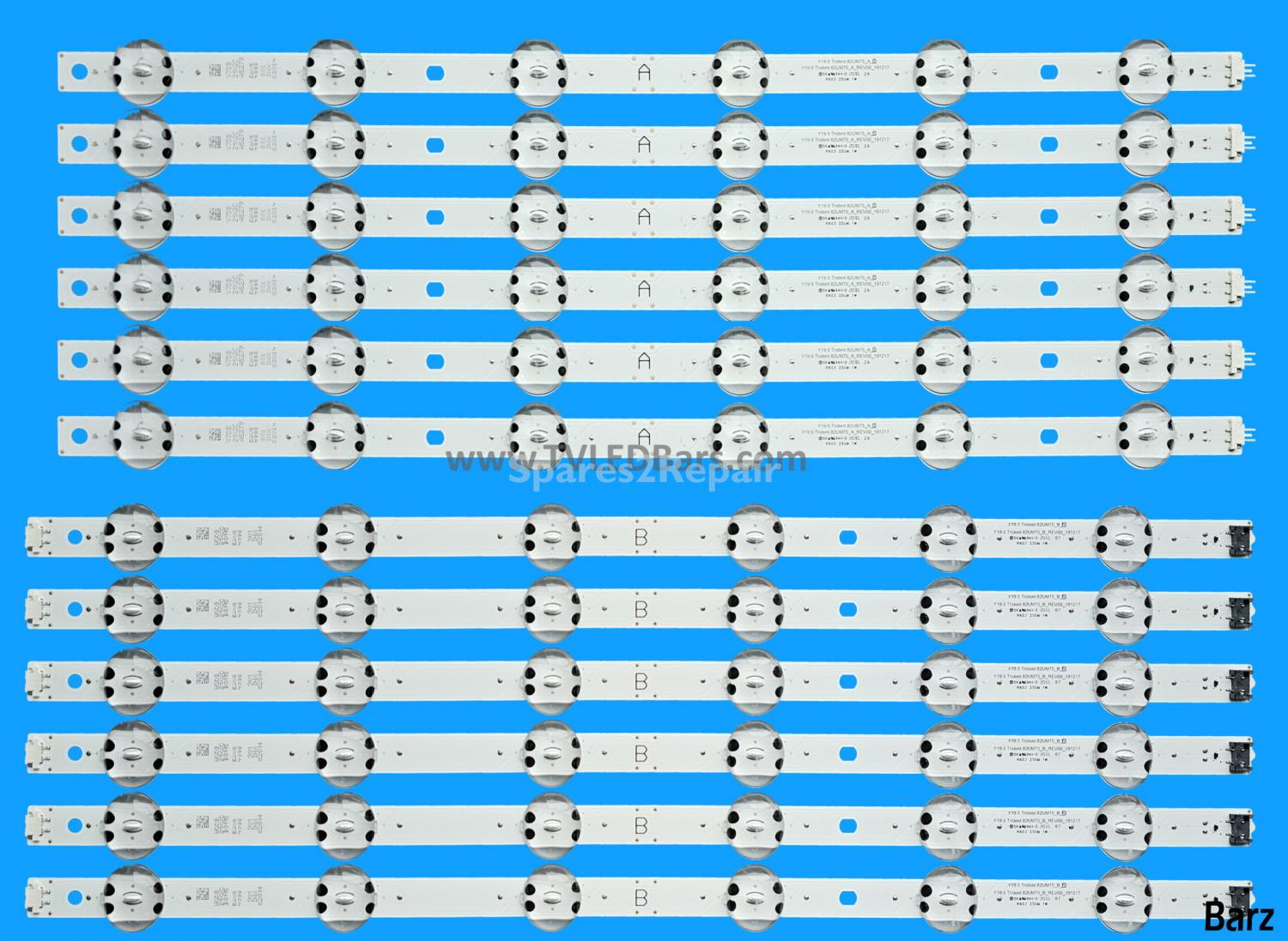 Barz LED Backlight Array LG 82UN85006LA 82UM7600PLB 82UM7650PLB AGM76891401 82" HC820DQF LGIT_TRIDENT_82UM75_A + B 12pcs